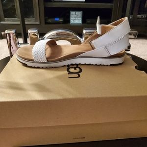 Size 10 white and tan sandals
